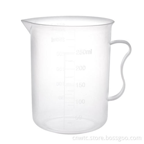 Plastic Graduated Beakers in Various Sizes: 50ml, 100ml, 250ml, and 500ml - Measuring Cups with Spouts